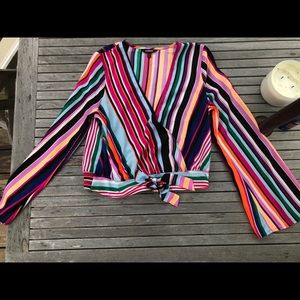 express long sleeve striped top